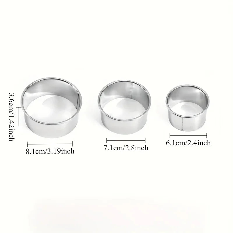3PCS Stainless Steel Dumpling Skin Cutting Mould Round Biscuit Baking Tool Cutting Tool Clay Mold Independence Day Halloween Qme