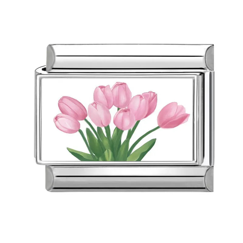 Fashion Iris Hyacinth Sunflower Daisy Flowers Series Italian Charm Link Fit 9mm Bracelet Stainless Steel Women Men DIY Making Qme Style 3