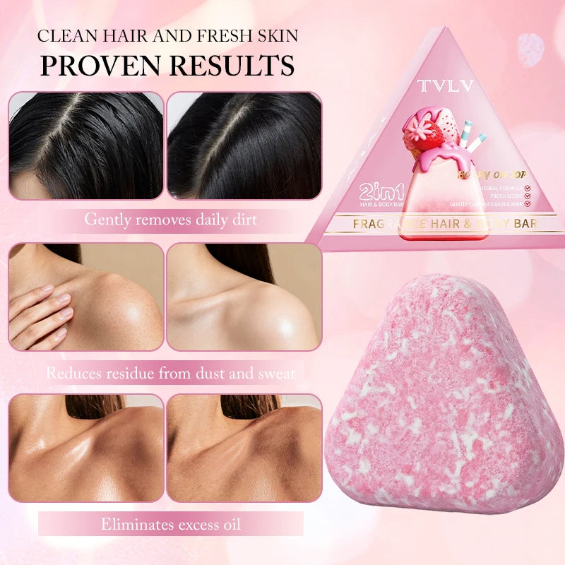 2-in-1 Fragrance Soap Shampoo Body Wash Bar Natural Mild Cleansing Qme