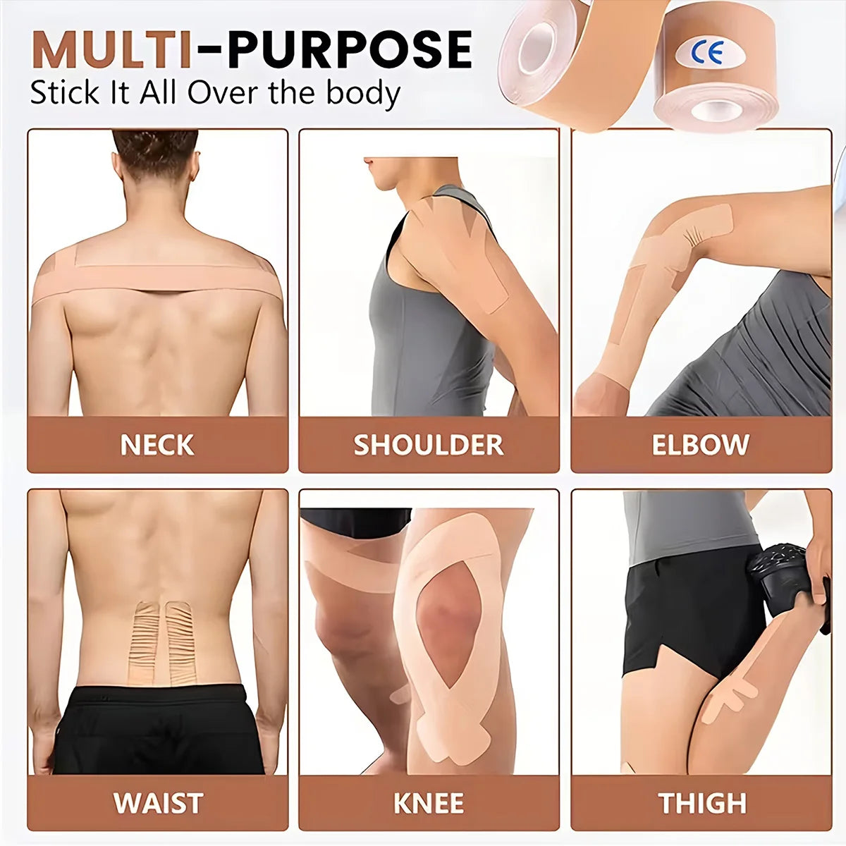 Kinesiology Tape Gym Fitness Bandages Sports Elastic Breathable Cotton Adhesive Tension Injury Boxing Knee Muscle Pain Relief Qme