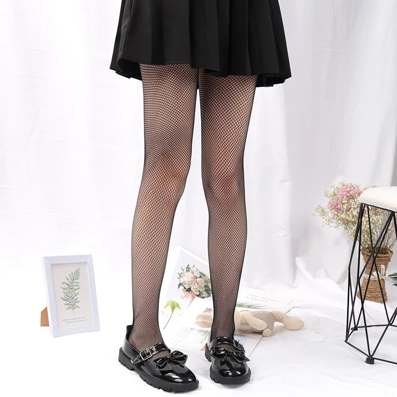 Women Black Long Sexy Hollow Out Fishnet Body JK Stockings Pantyhose Qme