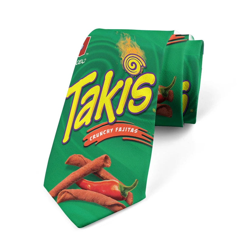 Novelty Interesting Food Printed Tie Fashionable Potato Chips Qme style12