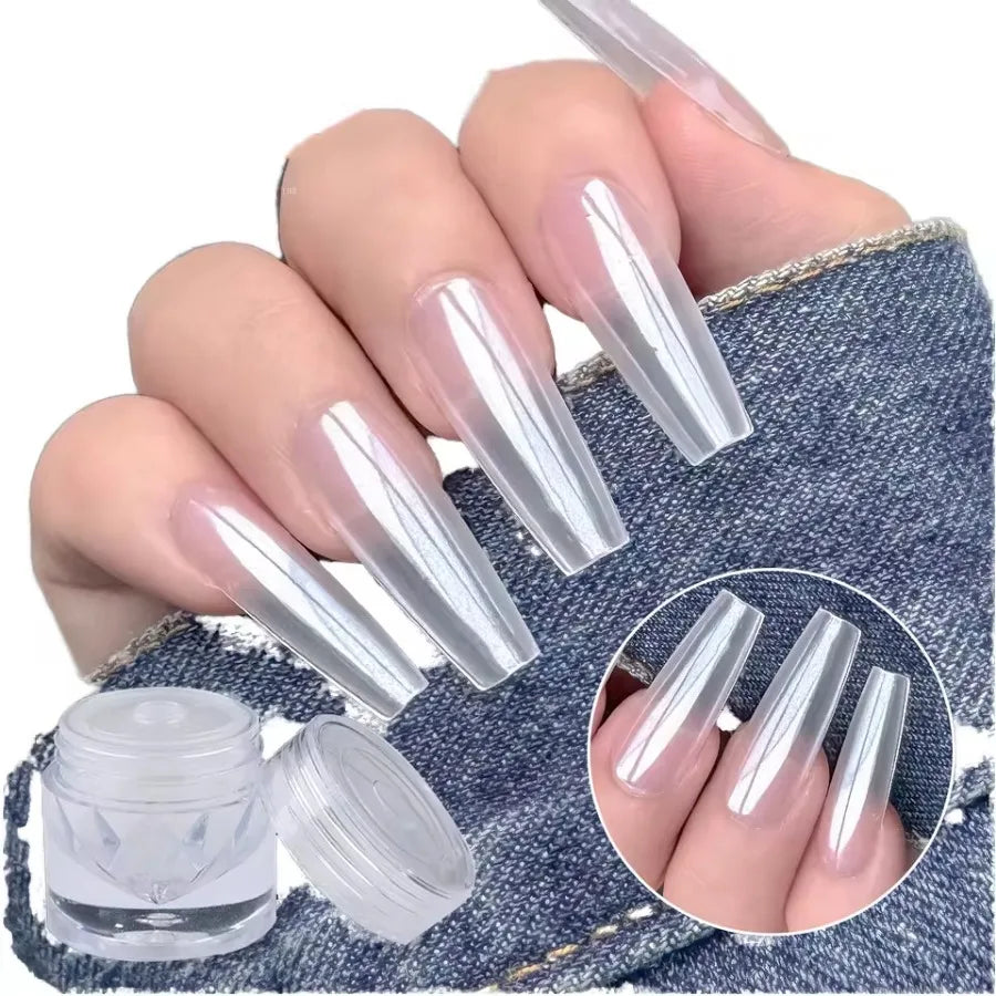 Moon Light Holographic Nail Powder Solid Glitter White Mirror Effect Qme 1 PCS