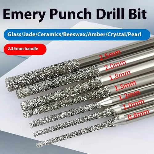 10Pcs 0.8/1/1.2/1.5/1.8/2/2.5MM Diamond Coated Drill Bits With 2.35MM Shank For Glass Jade Jewelry Grinding And Polishing Qme