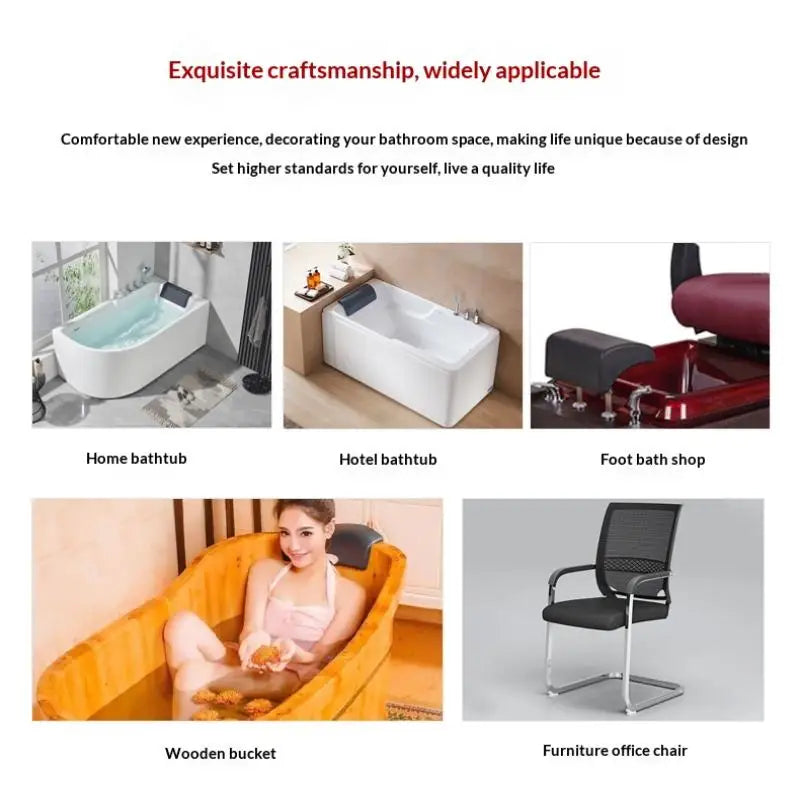 Waterproof Bath Cushion Bathtub Pillow Neck Head Support PU Spa Qme
