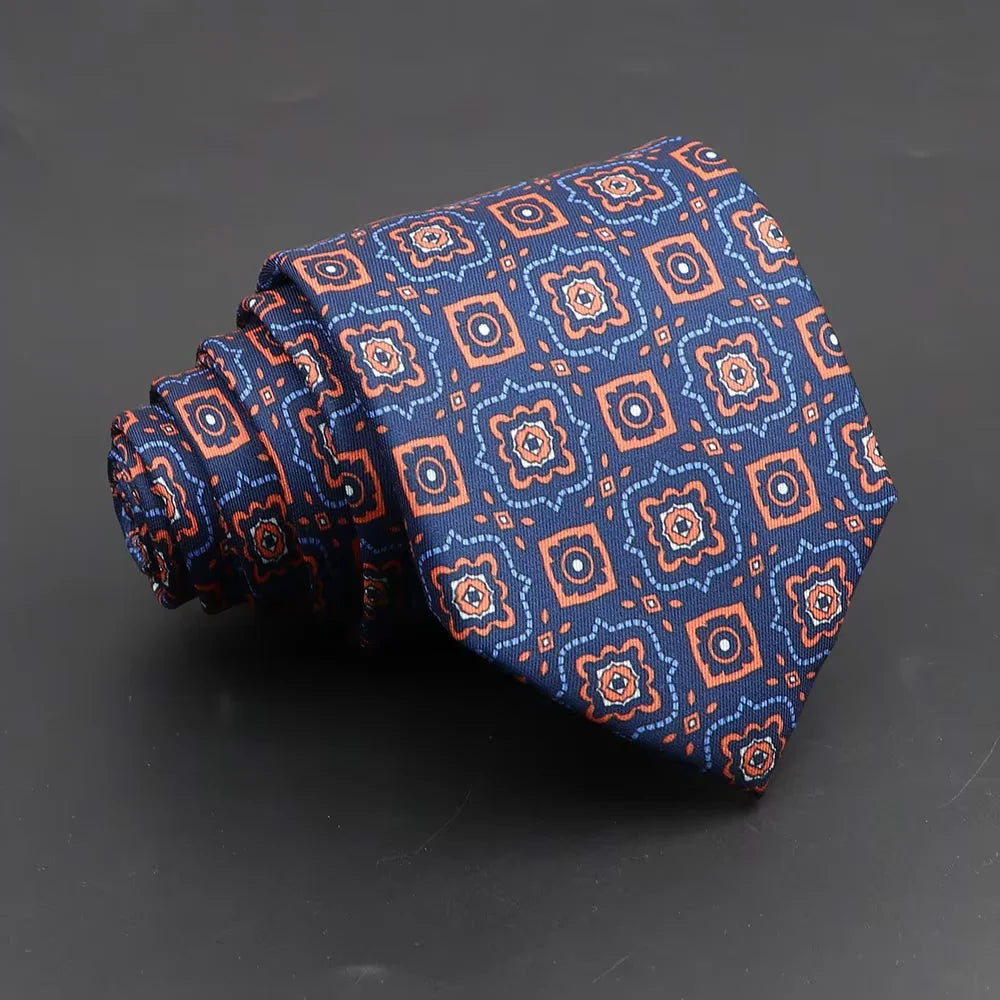 Men's Fashion Silk Tie Soft Novelty Necktie Blue Green Orange Ties