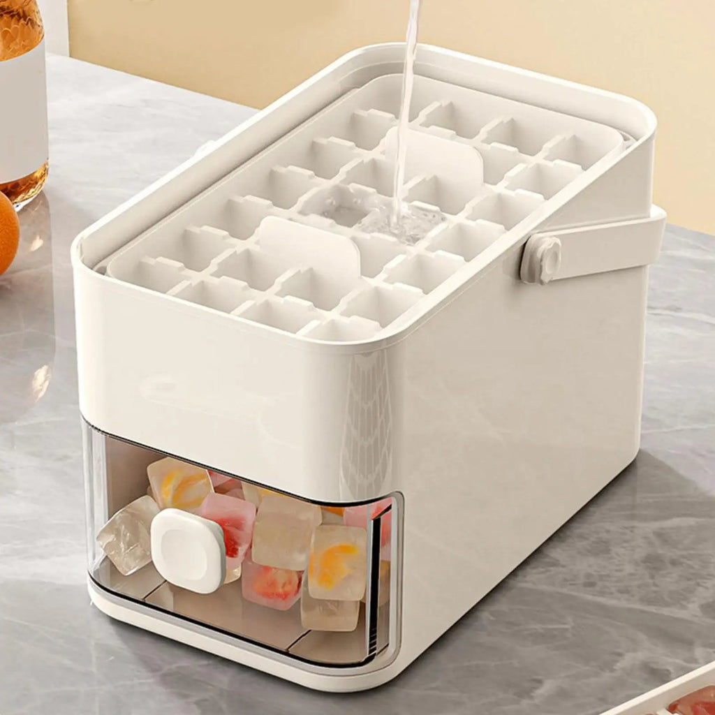 Ice Tray 56-Cavity Reusable Double-Layer with Press Lid Ice Tray With Box for Whiskey Bourbon Chilling Cocktails Coffee Wine Qme