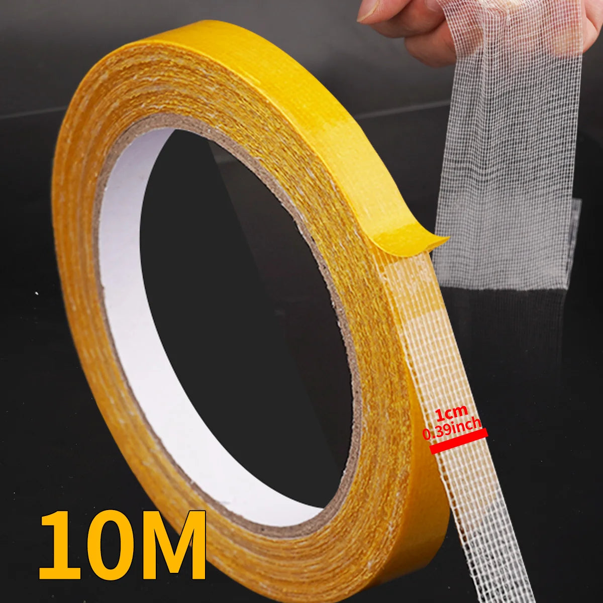 Double Sided Tape Translucent Mesh with Fiberglass Mesh High Tack Strong Adhesive for Carpet Wall Craft Qme 1cmX10M