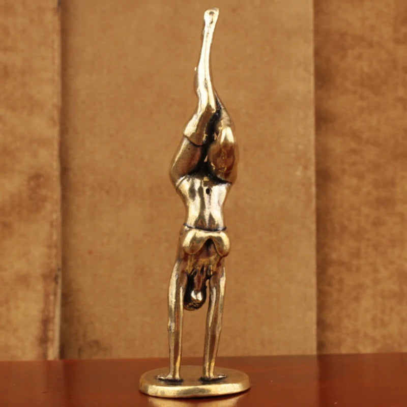 Statue Brass Yoga Headstand Beauty Model Figurines Home Decoration Qme