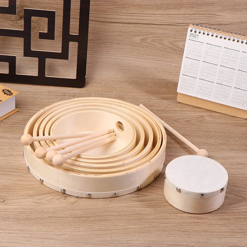 Frame Drums 4 6 7 8 9 Hand Drum Wood Stick Musical Game Kids Qme