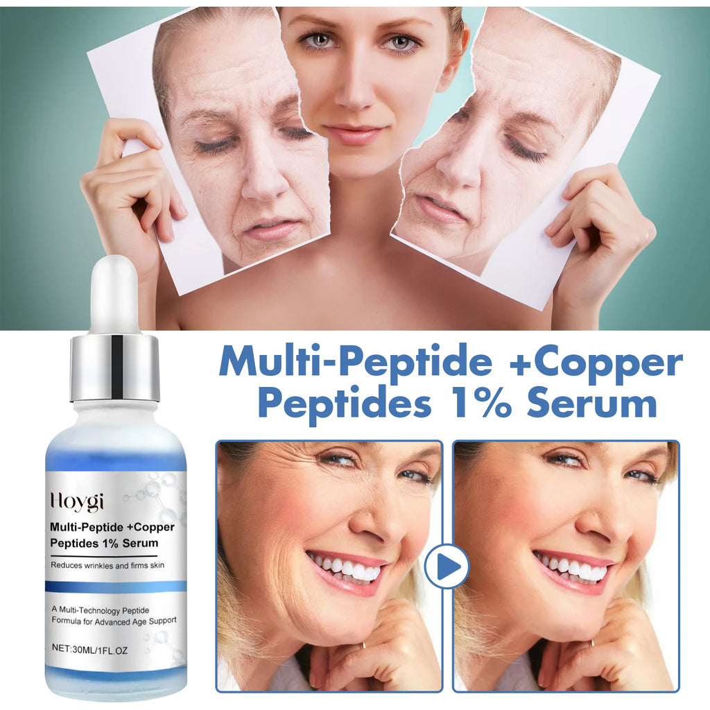 Blue Copper Peptide Serum Anti Wrinkle Shrink Pores Skin Care Rejuvenation Hyaluronic Acid Brightening Spot Moisturizing Serum Qme