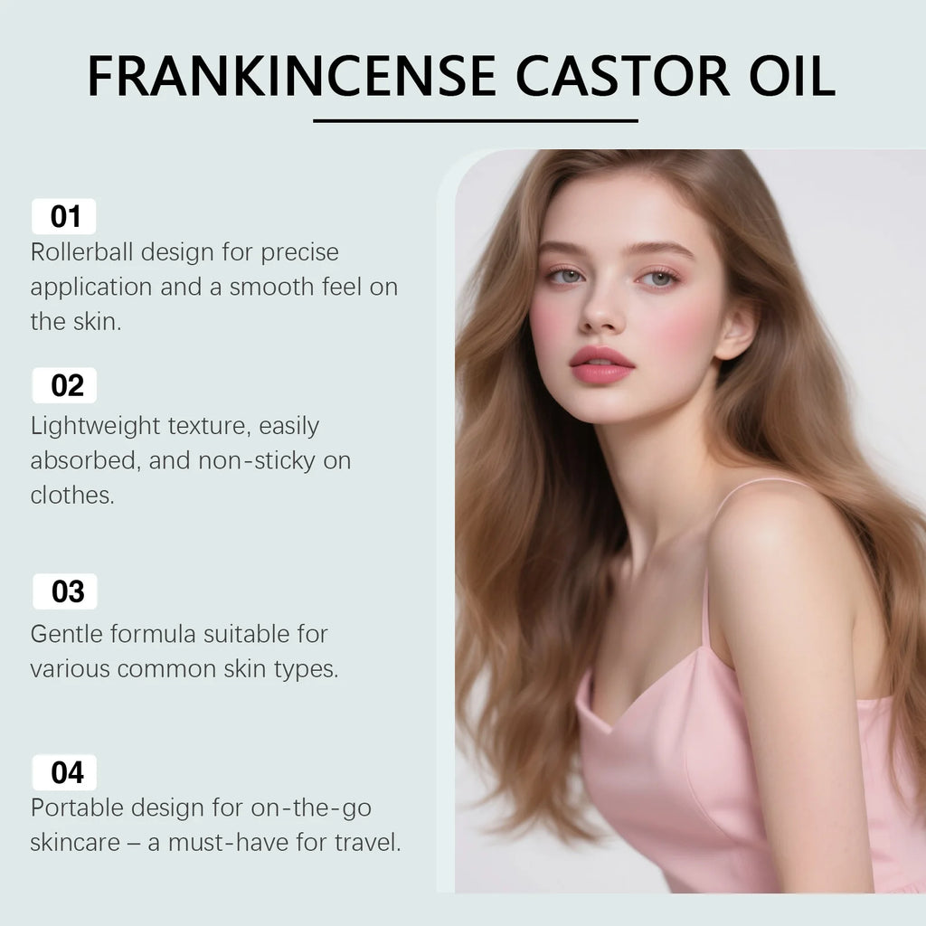 Frankincense Castor Oil Rollerball Soothing & Nourishing Roll-On Oil Improve Dryness Repair Portable Aromatherapy Body Skincare Qme