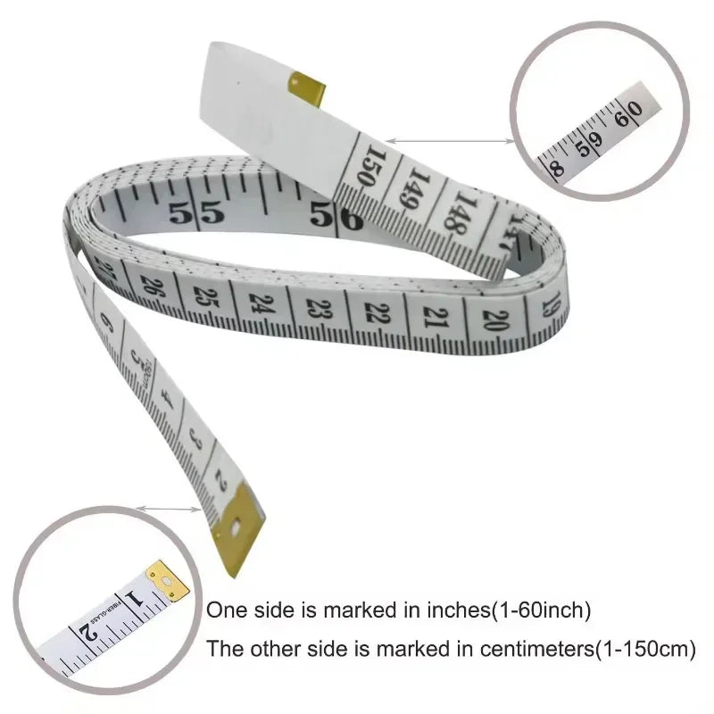 150cm/60" Body Measuring Ruler Sewing Tailor Tape Measure Centimeter Meter Sewing Measuring Tape Soft Qme