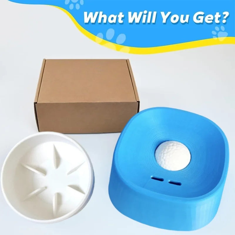 Anti-spill Slow Feeder Dog Bowl Liquid Food Durable Plastic Pet Dish Qme Blue