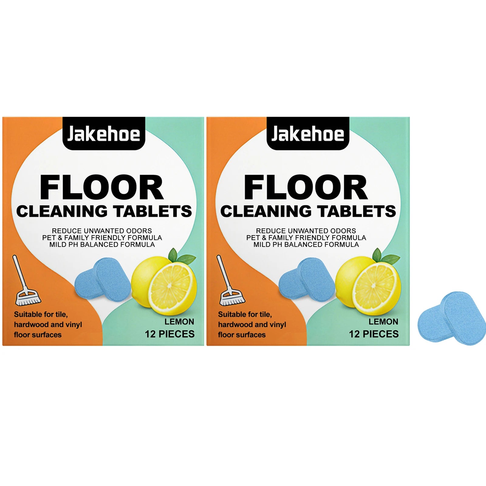 Floor Cleaning Tablet Removing Floor Stains Eliminate Odors Polishing Restore Shine Freshing Lemon Fragrant Daily Floor Cleaner Qme 2PCS B