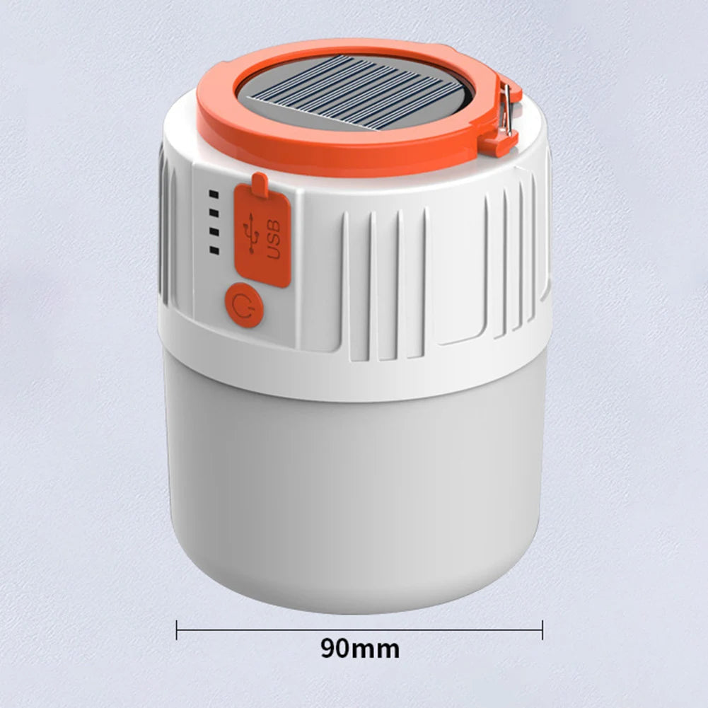 Super Bright Camping Light Bulb Solar LED 5 Lighting Modes USB Rechargeable Power Bank Outdoor BBQ Tents Hanging Emergency Light Qme