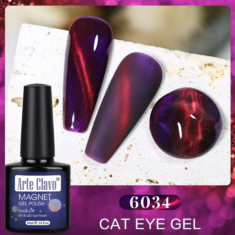 Arte Clavo Cat Eye Magnetic Gel Polish Green Red Semi Permanent Soak Qme