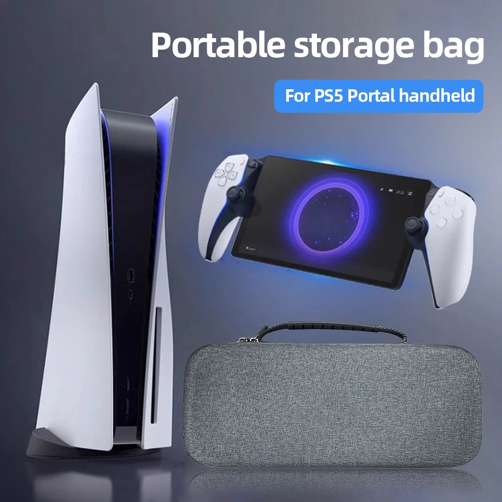 EVA Protective Bag Shockproof Portable Storage Bag Anti-Scratch with Mesh Pocket for PS5 Portal Qme