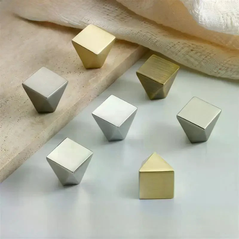 Geometric Design Drawer Cabinet Door Single-hole Square Handles Solid Zinc Alloy Simple Furniture Wardrobe Small Handle Qme