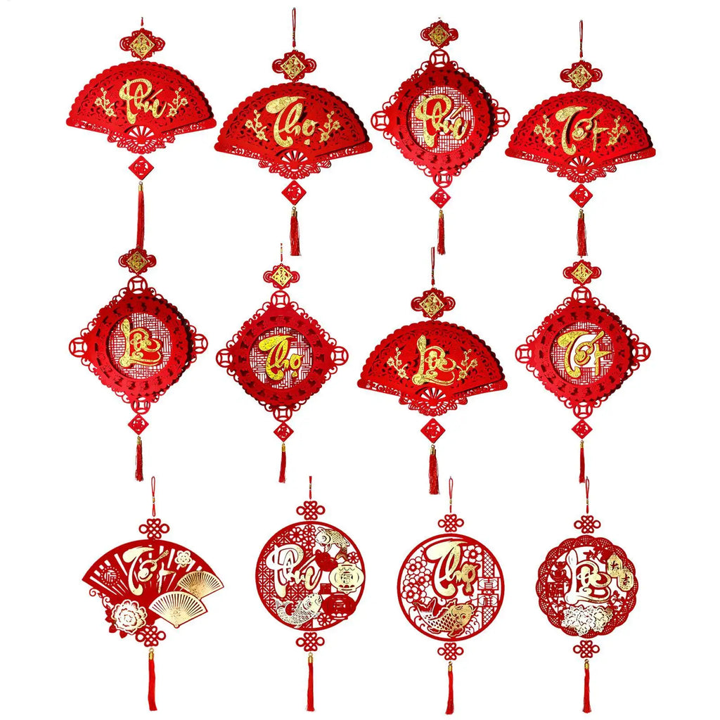 Chinese New Year Decorations 2026 New Year Auspicious Decor Flocking Tree Ornaments Festival Charm for Home Office Car Door Wall Qme