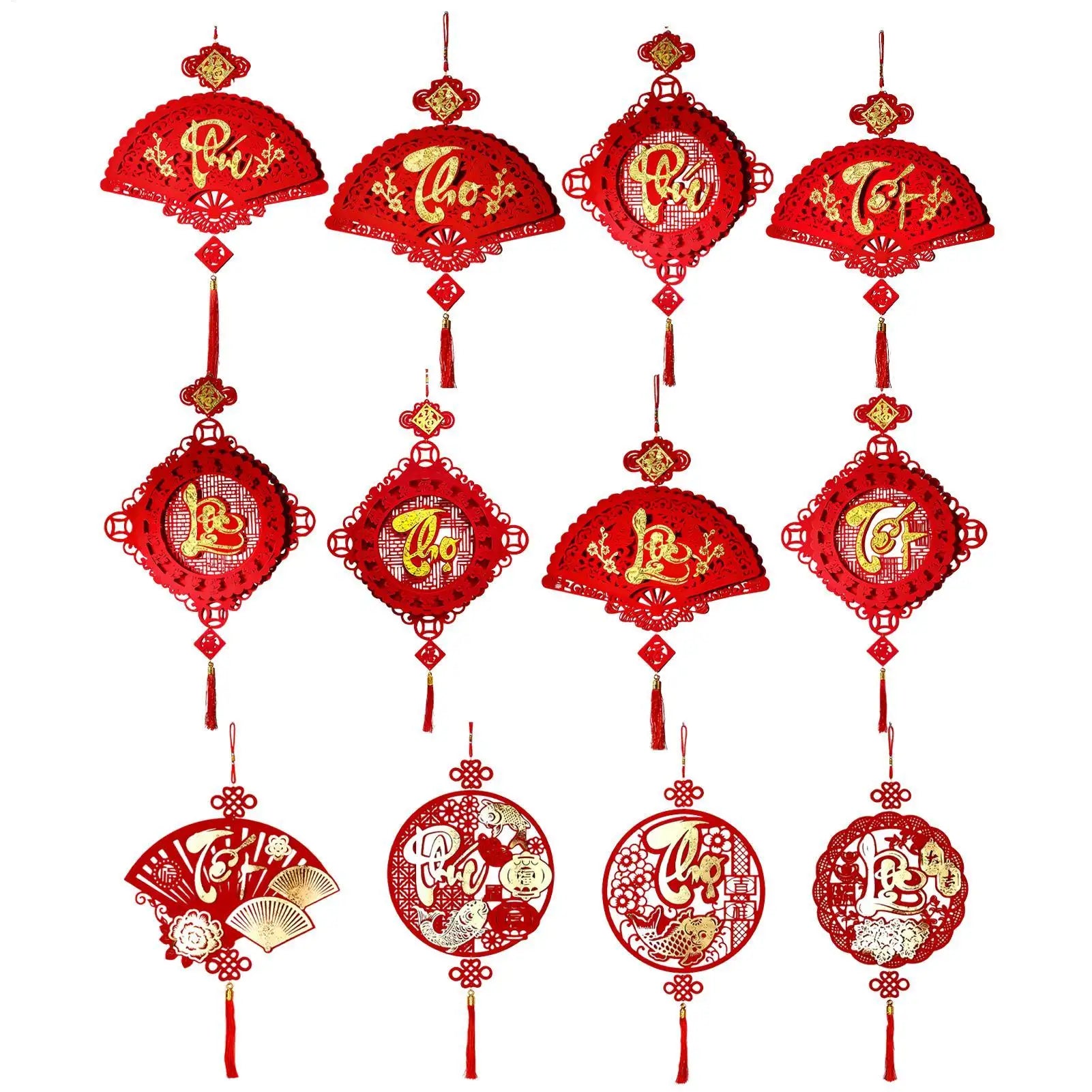 Chinese New Year Decorations 2026 New Year Auspicious Decor Flocking Tree Ornaments Festival Charm for Home Office Car Door Wall Qme