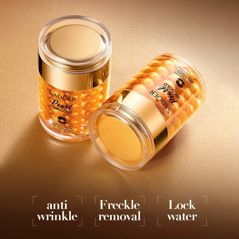 24K Golden Pearl Collagen Face Cream Moisturizing Brightening Hydrating Firming Facial Cream Face Skin Care Products Qme