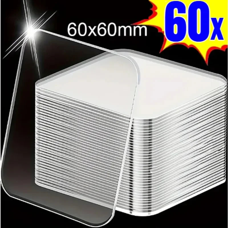 Super Strong Double Sided Adhesive Tape 6*6cm Transparent Square Nano Wall Stickers Patch for Home Seamless Waterproof Tapes Qme