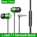 90° Jack Wired Gaming Headset HiFi Surround Sound With Mic Type C 3.5mm Music Headphones For iPhone Huawei In-ear Bass Earphones Qme Green Round-hole