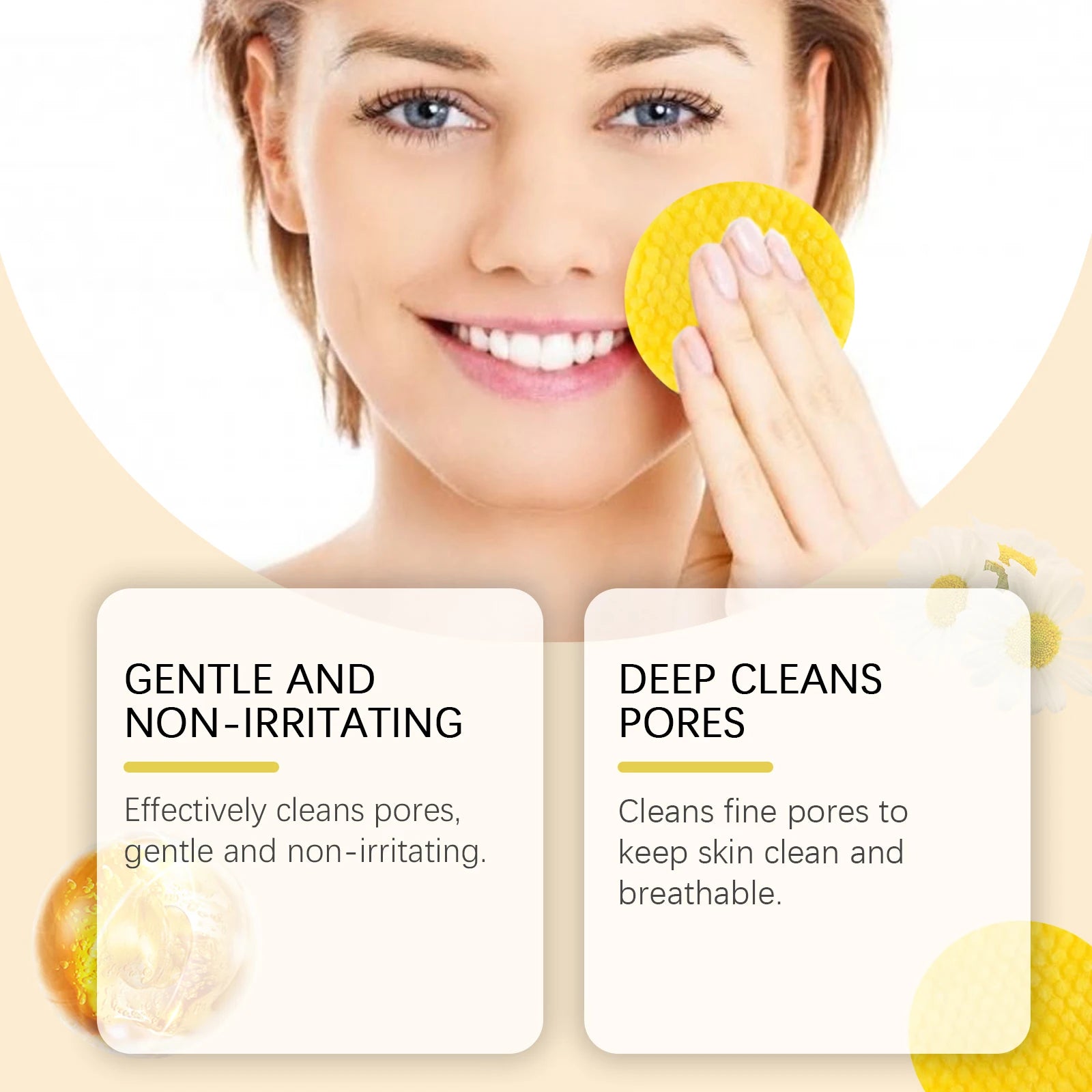 80Pcs Turmeric Kojic Acid Cleansing Pads Cleansing Exfoliating Pads Facial Sponges Refreshing Daily Facial Pore Cleansing Pad Qme