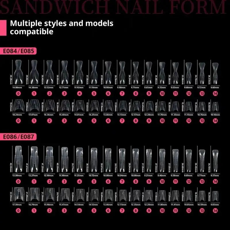 Coffin Nail Forms Sandwich Dual System Molds Acrylic Extensions 60 Qme