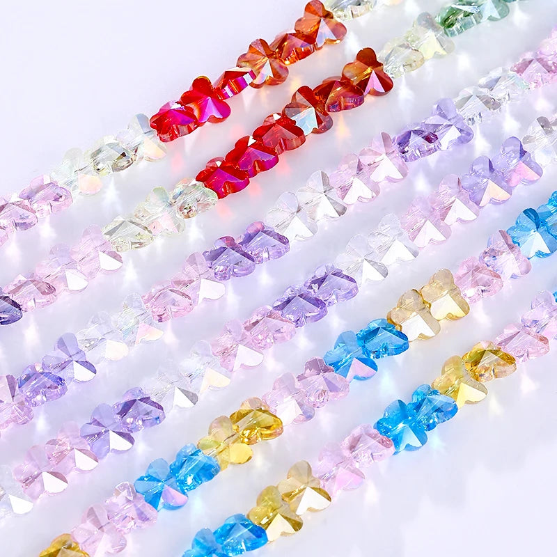 8*10mm Colorful Glass Butterfly Beads Crystal Insect Loose Beads for Bracelet Necklace Earring Jewelry Making Beading Projects Qme