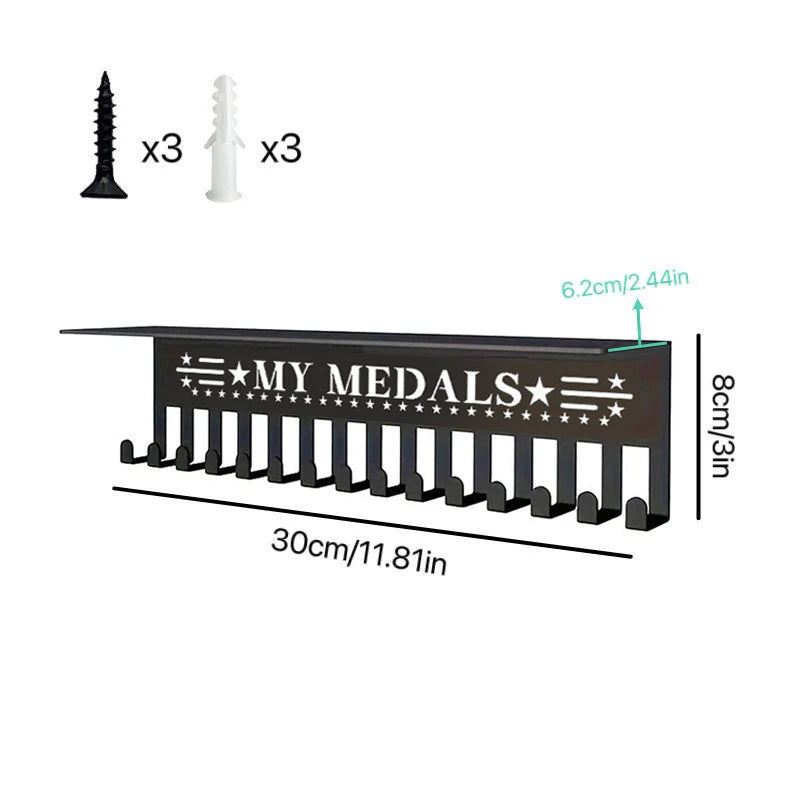 Heavy-duty Metal Awards Trophy Display Stand Medal Hooks Wall Mount Qme A