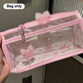 Large-capacity Cartoon Translucent Pencil Case Multi-layer Vertical Qme Pink