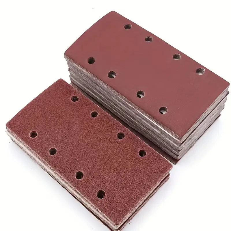 20pcs 8-Hole Rectangular Premium Flocked Sandpaper Sheets, Self-Adhesive, 185X93mm - Assorted Grits (60-600) For Air Grinders Qme
