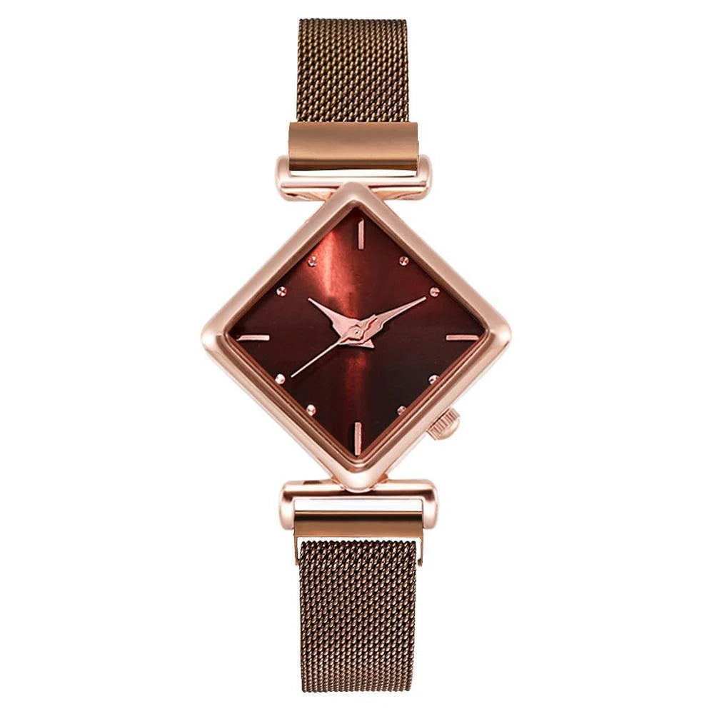 Ladies' Simple Fashionable Personalized Diamond Shaped Magnet Watch Qme