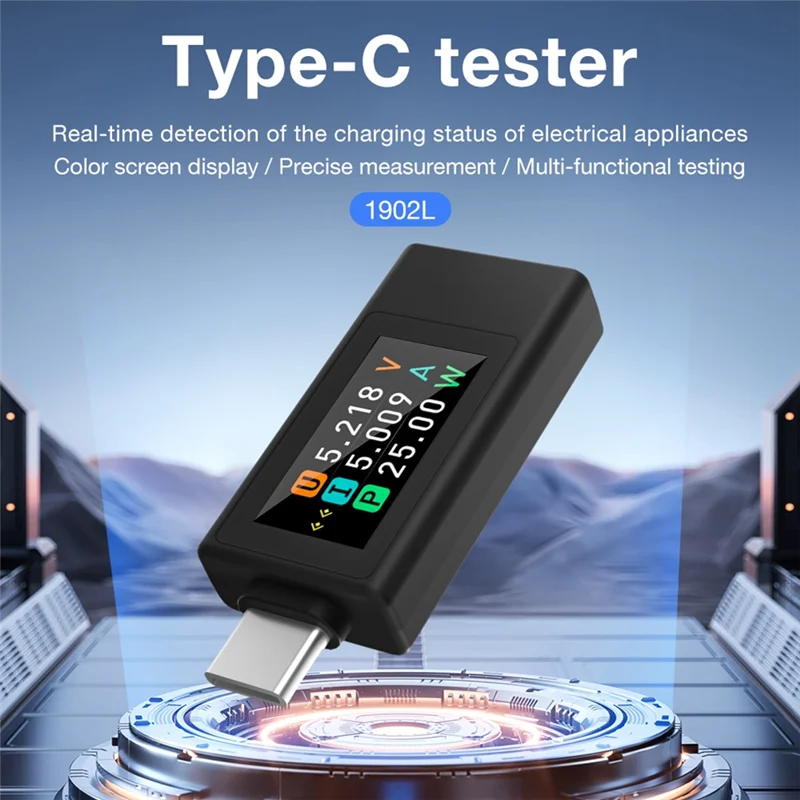 A02F-KWS-1902L Type-C Current Voltage Monitor 4-30V 0-8A Color Display Amp Volt Ammeter Detector Power Off Storage Qme