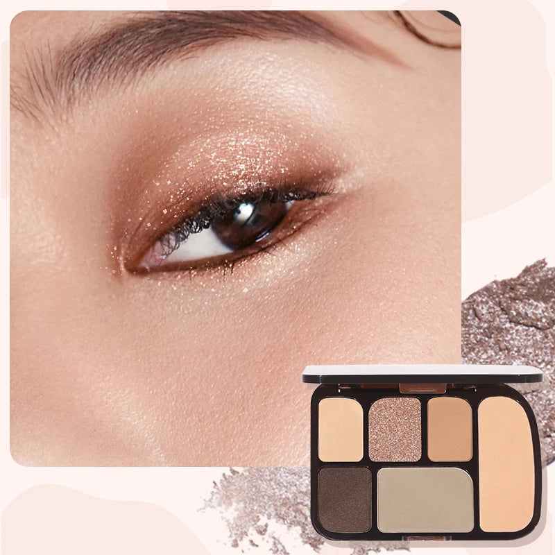 6-Color Earth Tone Eyeshadow Palette With Shimmer& Matte Finishes, Waterproof , Sweat-Resistant, Long-Wearing , Smudge-Proof Qme