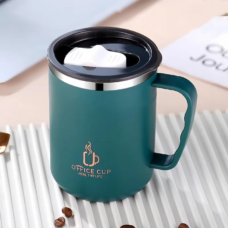 Stainless Steel Milk Coffee Cup 500ml Double-wall Insulated Coffee Cup Leak-proof Drinking Cup with Handle Qme