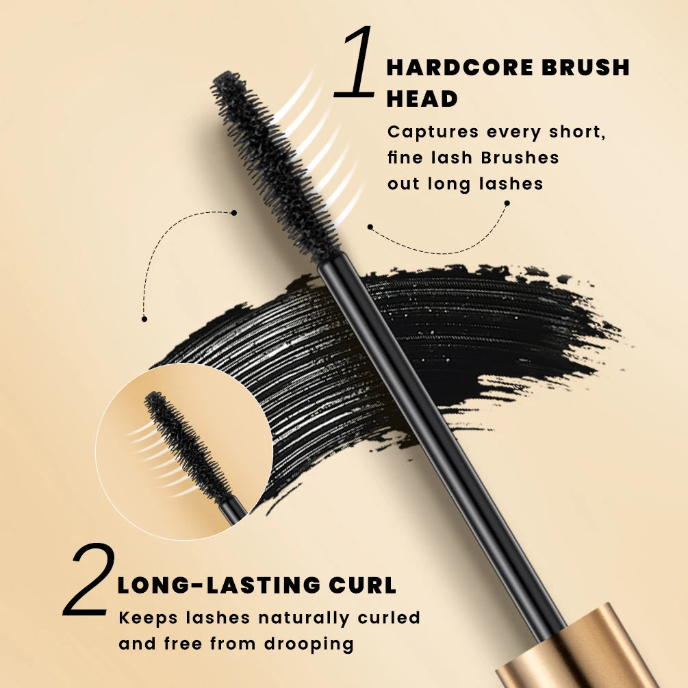 QIBEST 4 Pcs Eye And Eyebrow Makeup Set Black Mascara Eyelash Growth Serum Liquid Eyeliner Brow cream 4 Styles Cosmetic For Eyes Qme