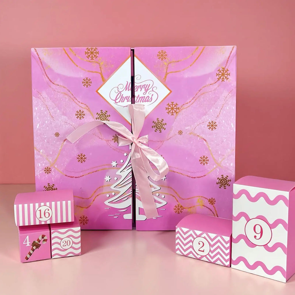 24Day Christmas Arrival Calendar Gift Filling Box Pink DIY Arrival Calendar Gift Box Packaging Box Empty Box Qme