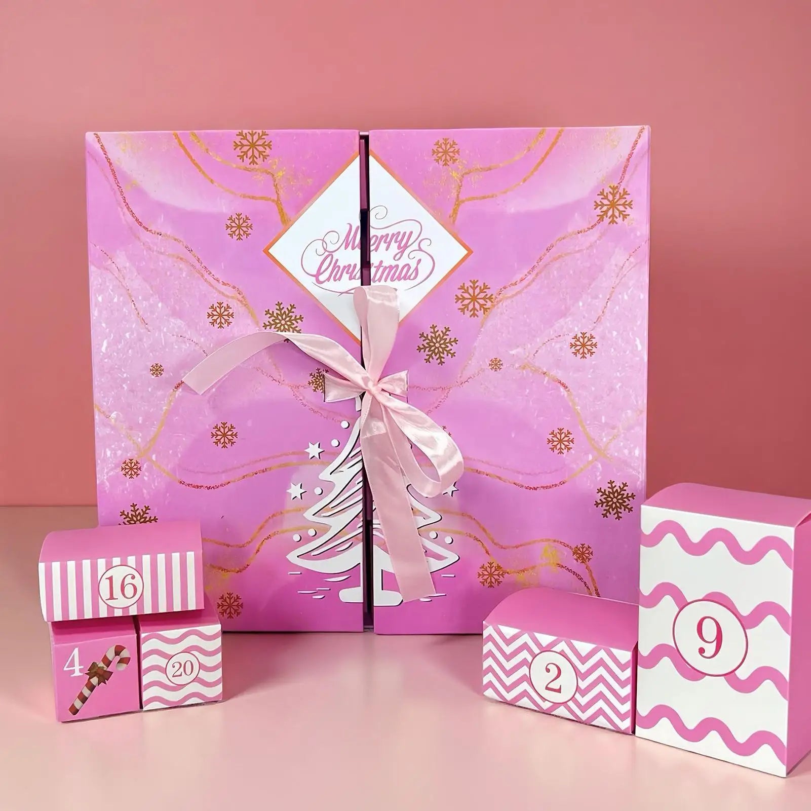 24Day Christmas Arrival Calendar Gift Filling Box Pink DIY Arrival Calendar Gift Box Packaging Box Empty Box Qme