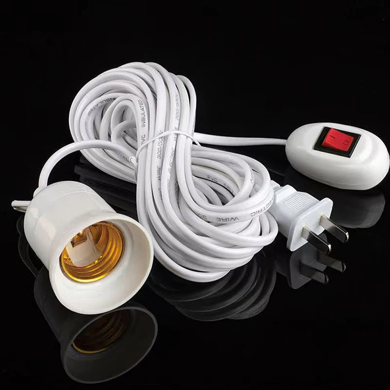 E27 Suspension Universal Screw Socket With Switch Lamp Plug Holder Adapter Converter With Switch Lamp 2.3m Wire Length. Qme