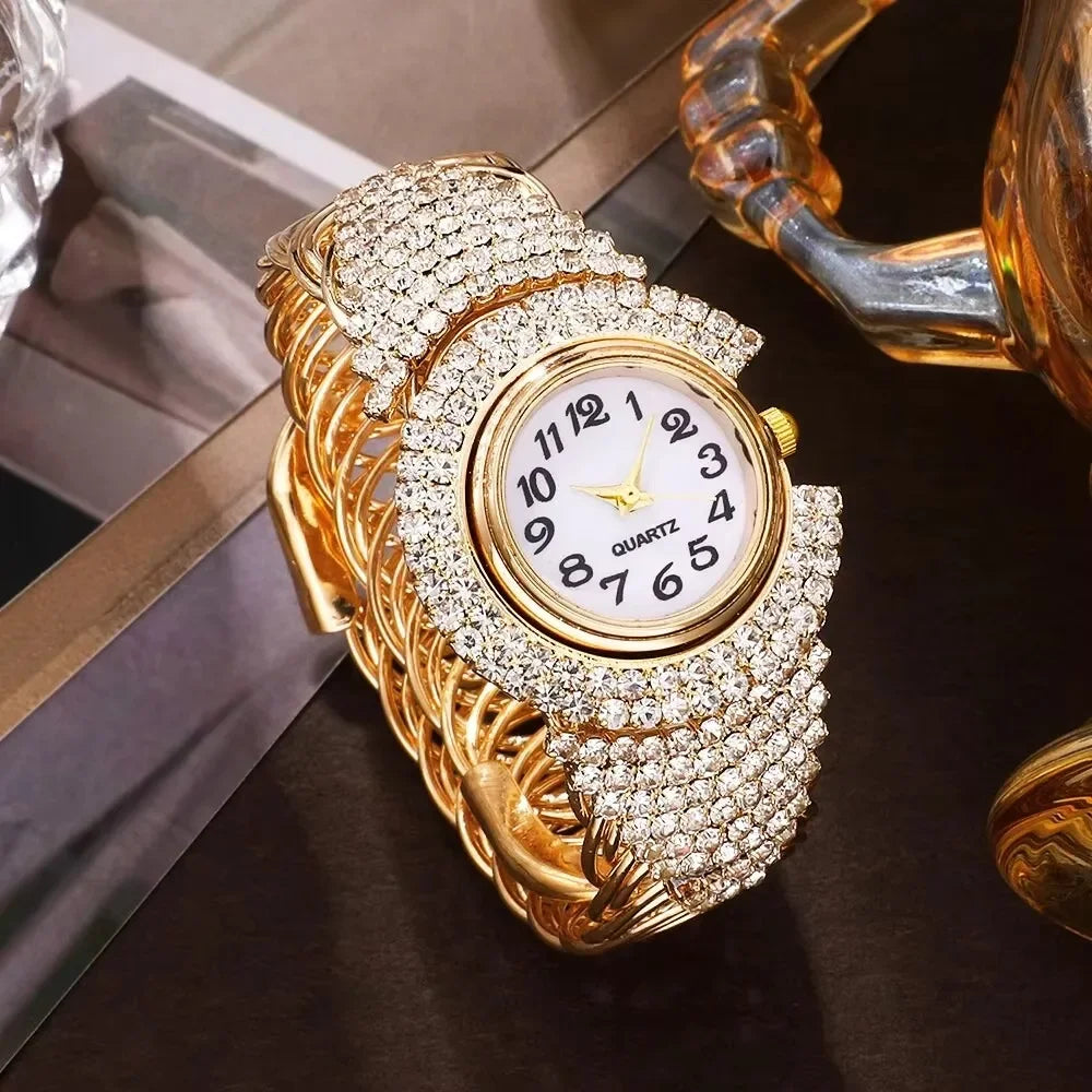 2026 Fashion Versatile Women's Watch Full Diamond Fashion Women's Watch Versatile Casual Women's Quartz Bracelet Watch Qme