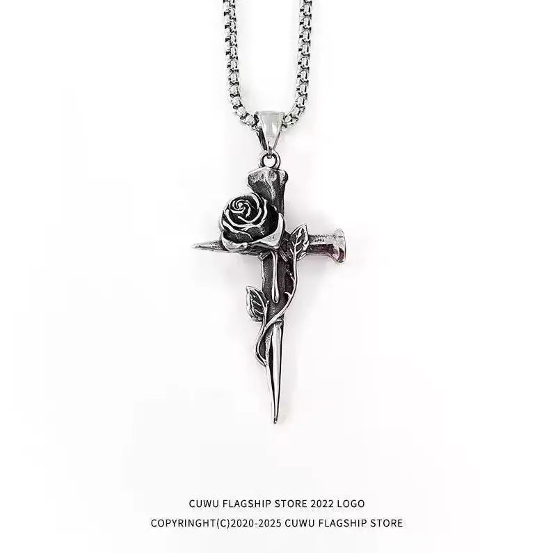 Hot Selling Vintage Punk Cross Pendant Necklace - Unique Hip Hop Chain for Women Qme