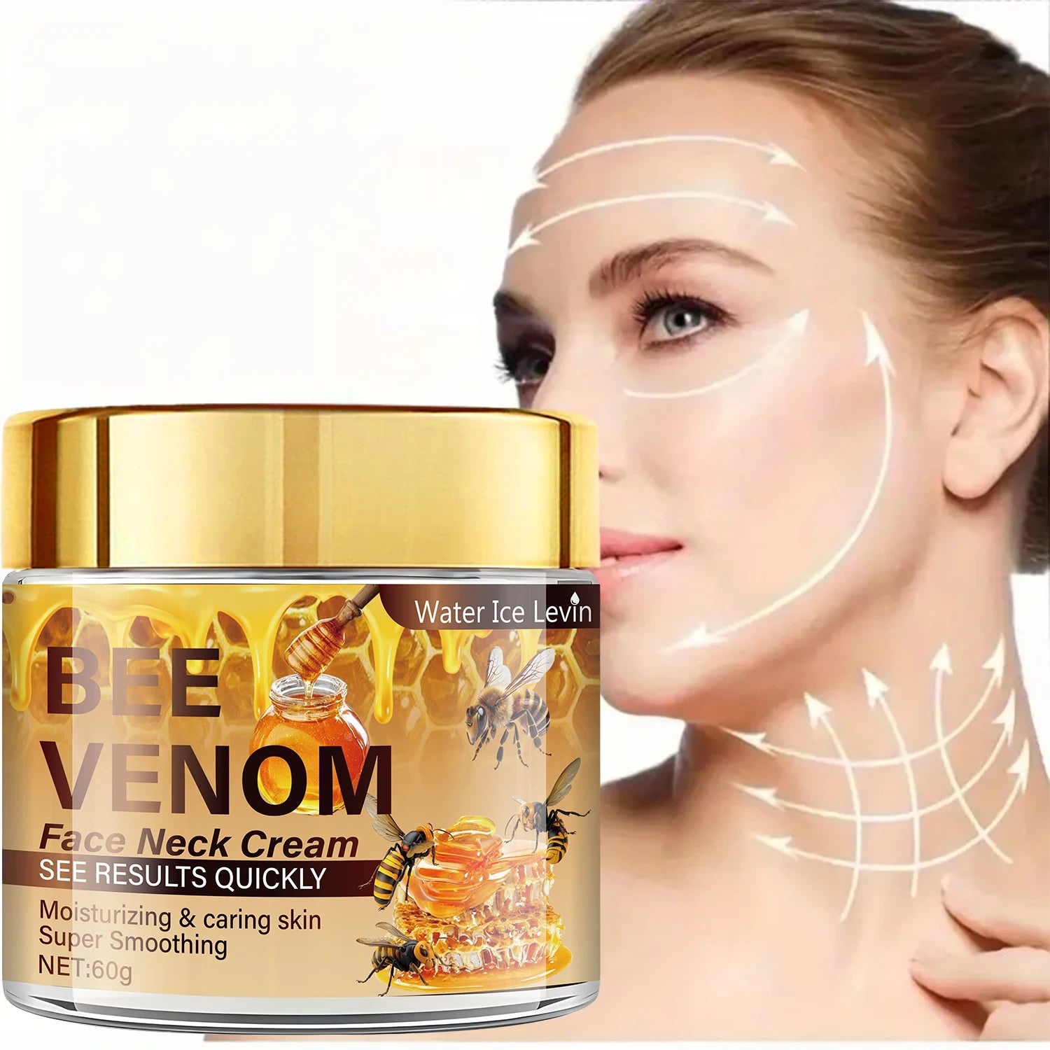 Bee Venom Facial Firming Cream, Contains Vitamin E, Moisturizes and Softens the Face, Brightens Skin Tone, Can Be Used on the Face and Neck Qme