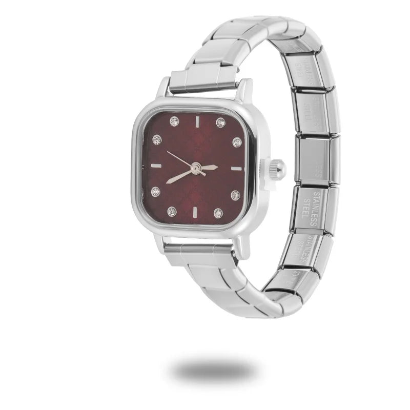 2026 Fashion Women's Men's DIY 9mm Width Italian Elastic Charm Stainless Square Octangle Watch Bracelet Bangle For Birthday Gift Qme Style 28