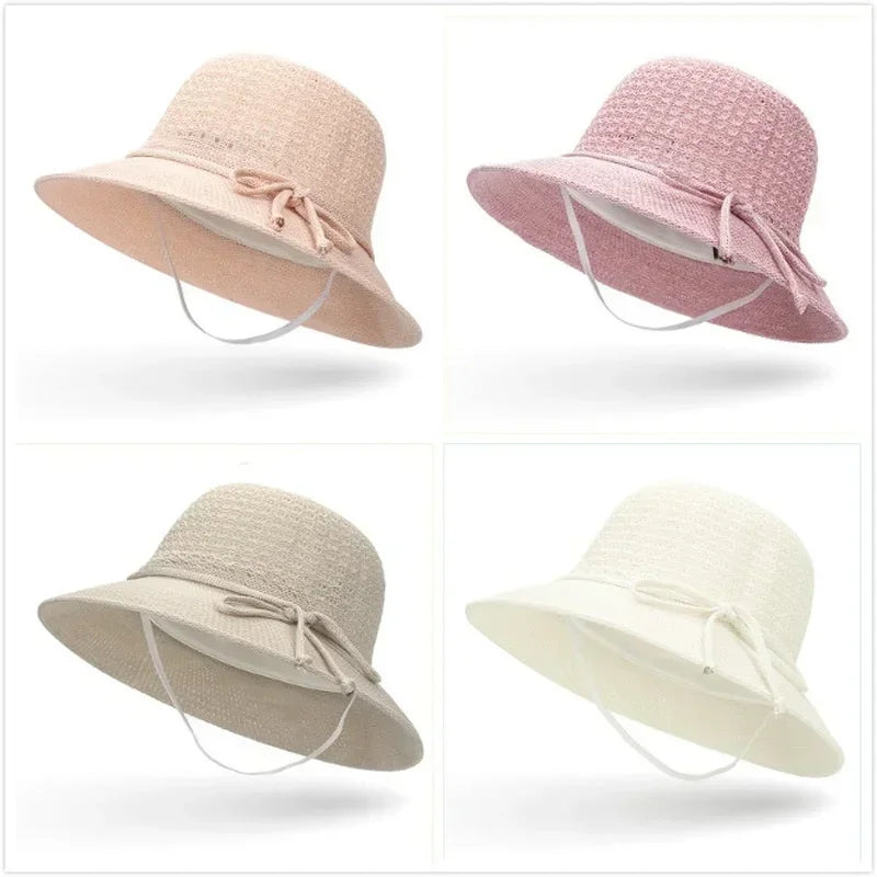Women Summer Fashion Braided Beach Sun Hat Solid Sunshade Lady Visor Qme