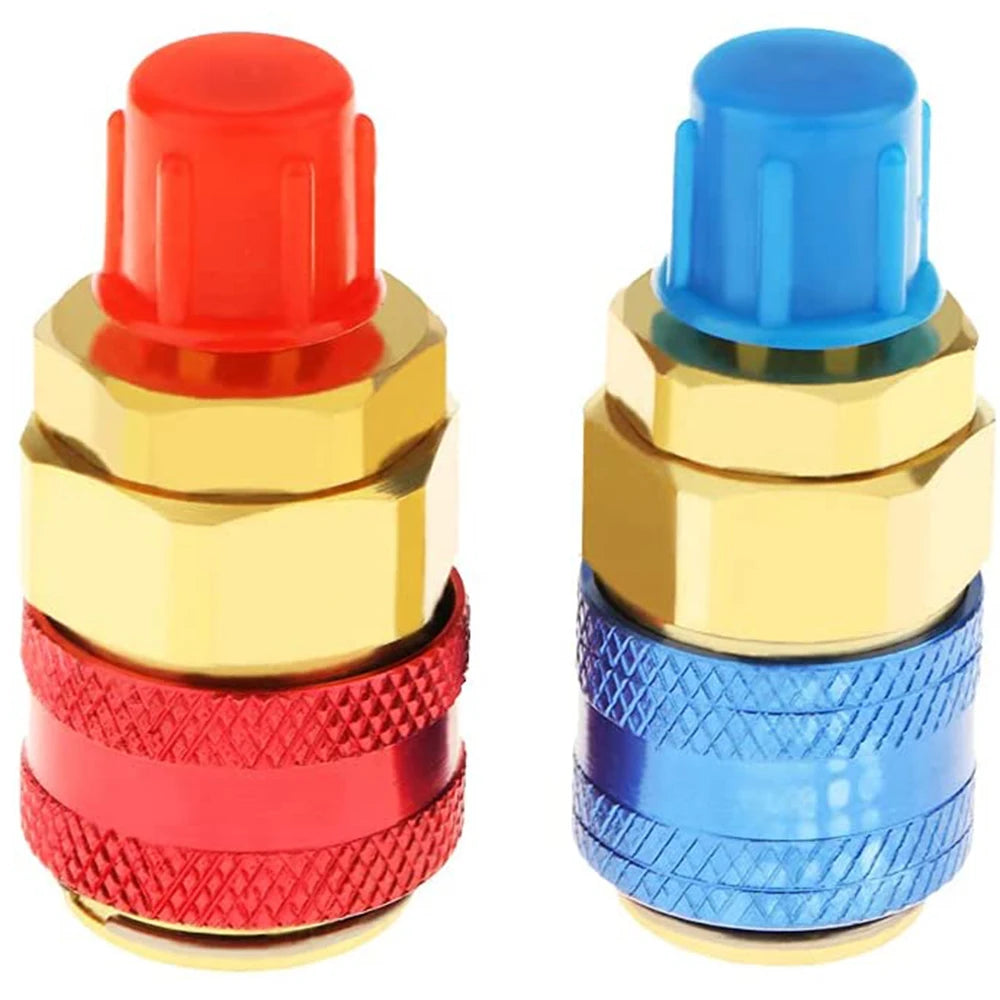 R134A Low High Auto Car Quick Coupler Connector Brass Adapters Car Air Conditioning Refrigerant Adjustable AC Manifold Gauge Qme