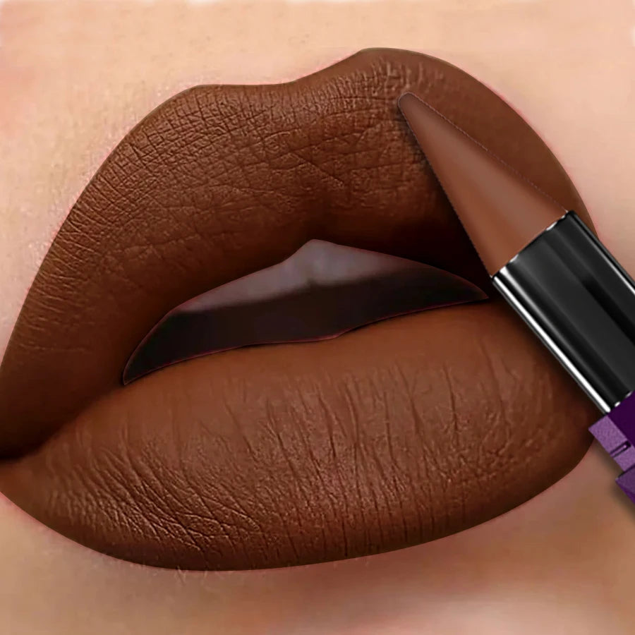 Lipstick Waterproof Sexy Red Matte Contour Tint Lasting Non-cup Qme