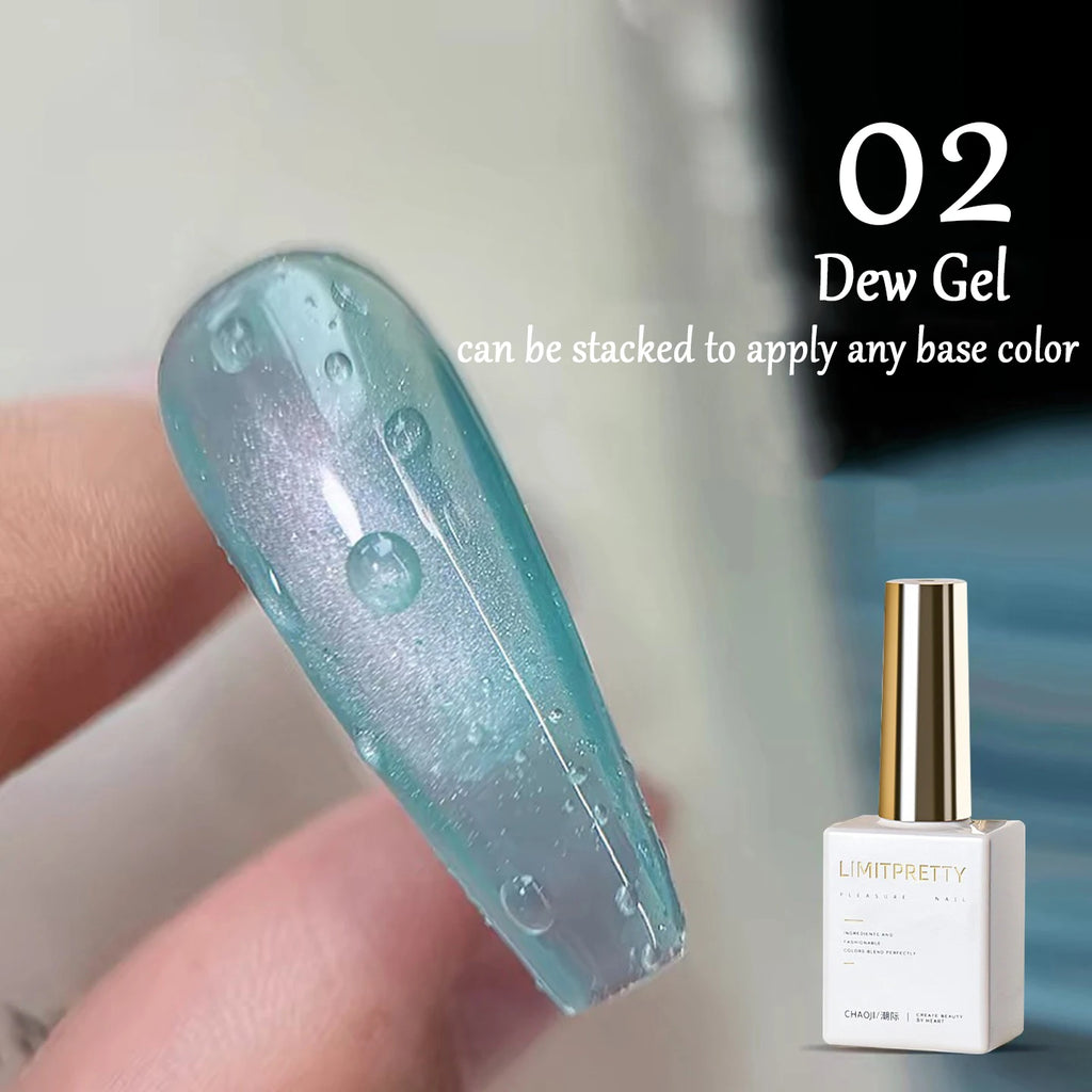 Water Drop Nail Gel Set, 3D Crystal Bubbling Gel & No Wipe Top Coat, DIY Dew Drop Effect for Glossy Glass Nails, Nail Art Design Qme 02 Dew Gel